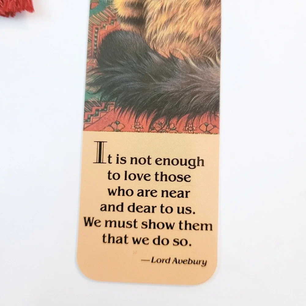 Vintage 90s Ivory Cats Bookmark Ruskin on Stairs 1990 Lesley Anne Antioch H-1295